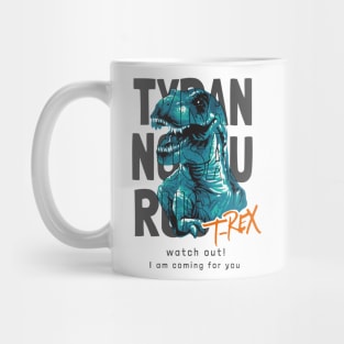 Jurassic Fury: Blue and Green T-Rex Mug